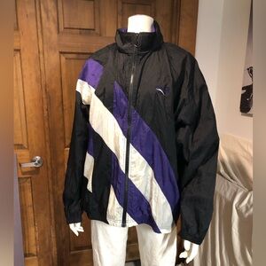 Vintage Reebok Purple Stripe Windbreaker Jacket w/ Hood